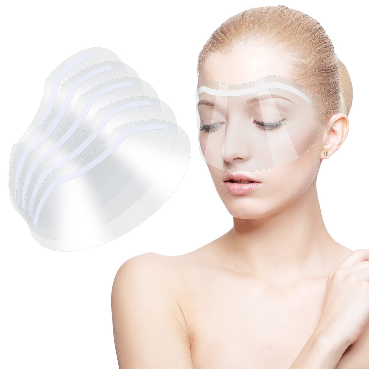 Siyurongg 50 Pcs Clear Shower Face Shields, Eyebrow & Eyelash Protection For Makeup & Aftercare