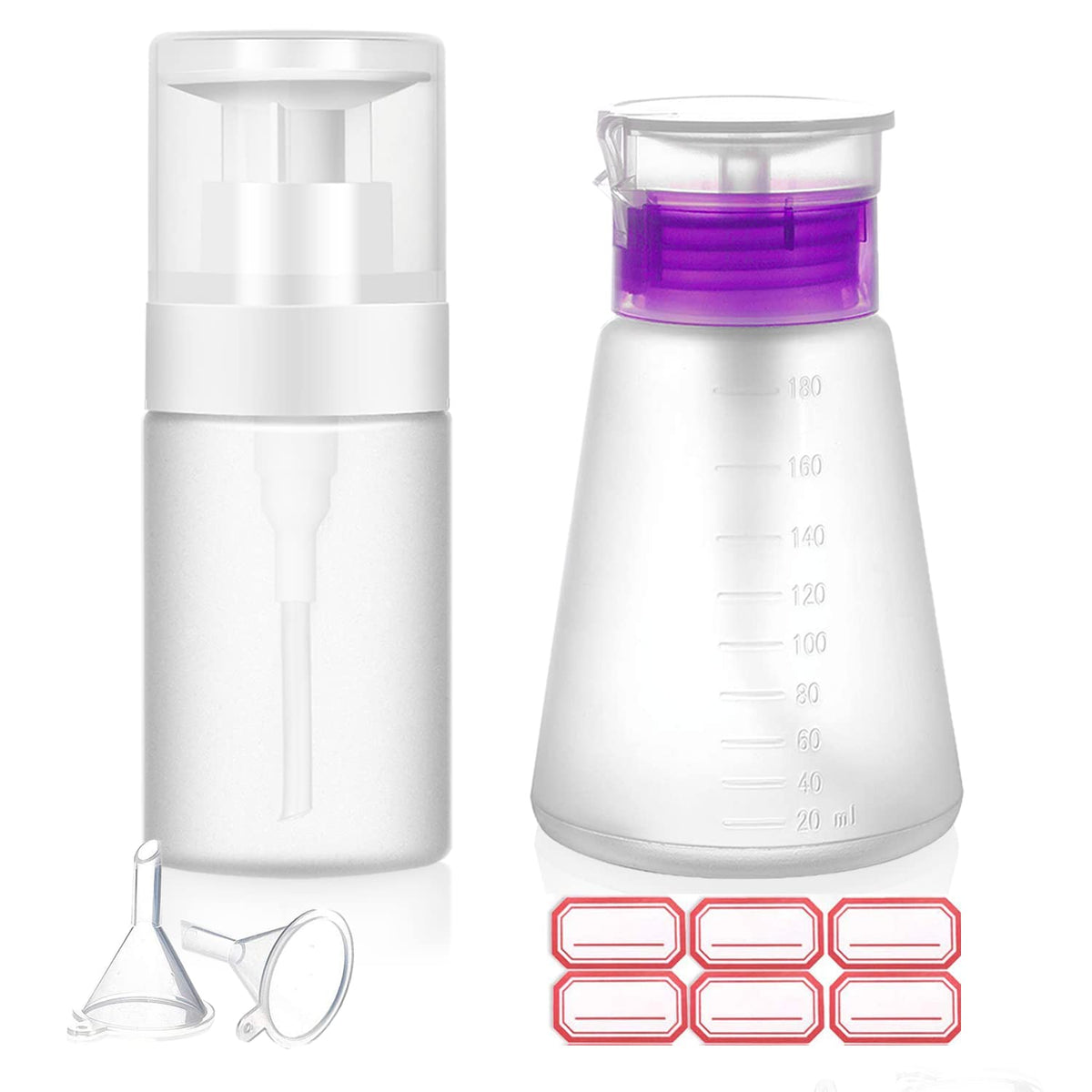 Xilazab Acetone Bottle Pump Dispenser - Lockable Nail Polish Remover (100Ml + 180Ml)