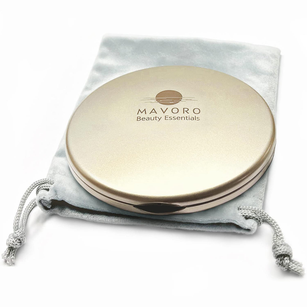 Mavoro Magnifying Compact Mirror - 4&quot; Double-Sided 1X/10X, Portable Travel Makeup Mirror, Champagne Gold