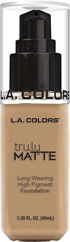 L.A. Colors Truly Matte Foundation - Soft Beige, 1.35 Fl Oz, Long-Lasting, Oil-Free Finish