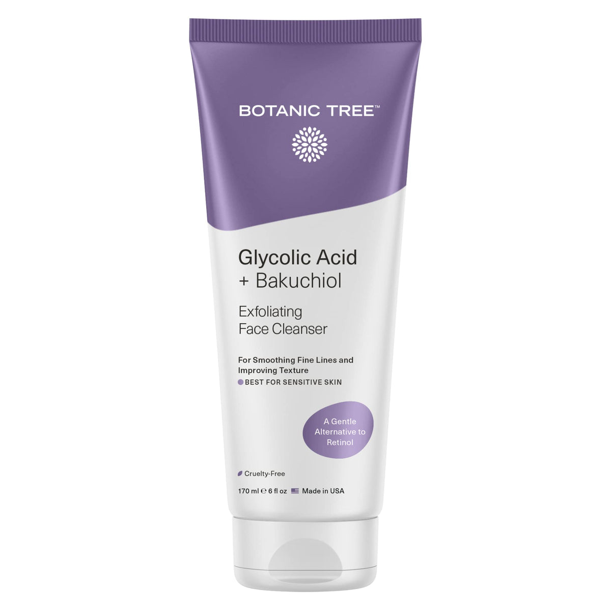 Botanic Tree Bakuchiol & Glycolic Acid Face Wash For Sensitive Skin - 6 Fl Oz