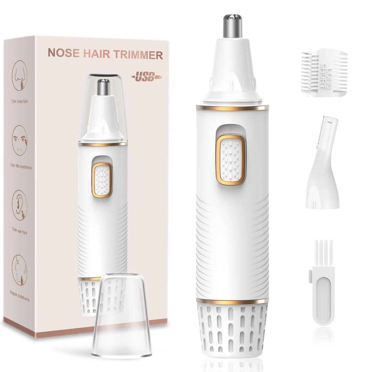 Xoomrscp Nose Hair Trimmer For Men & Women, Usb Rechargeable, Ipx7 Waterproof, Dual Edge Blades