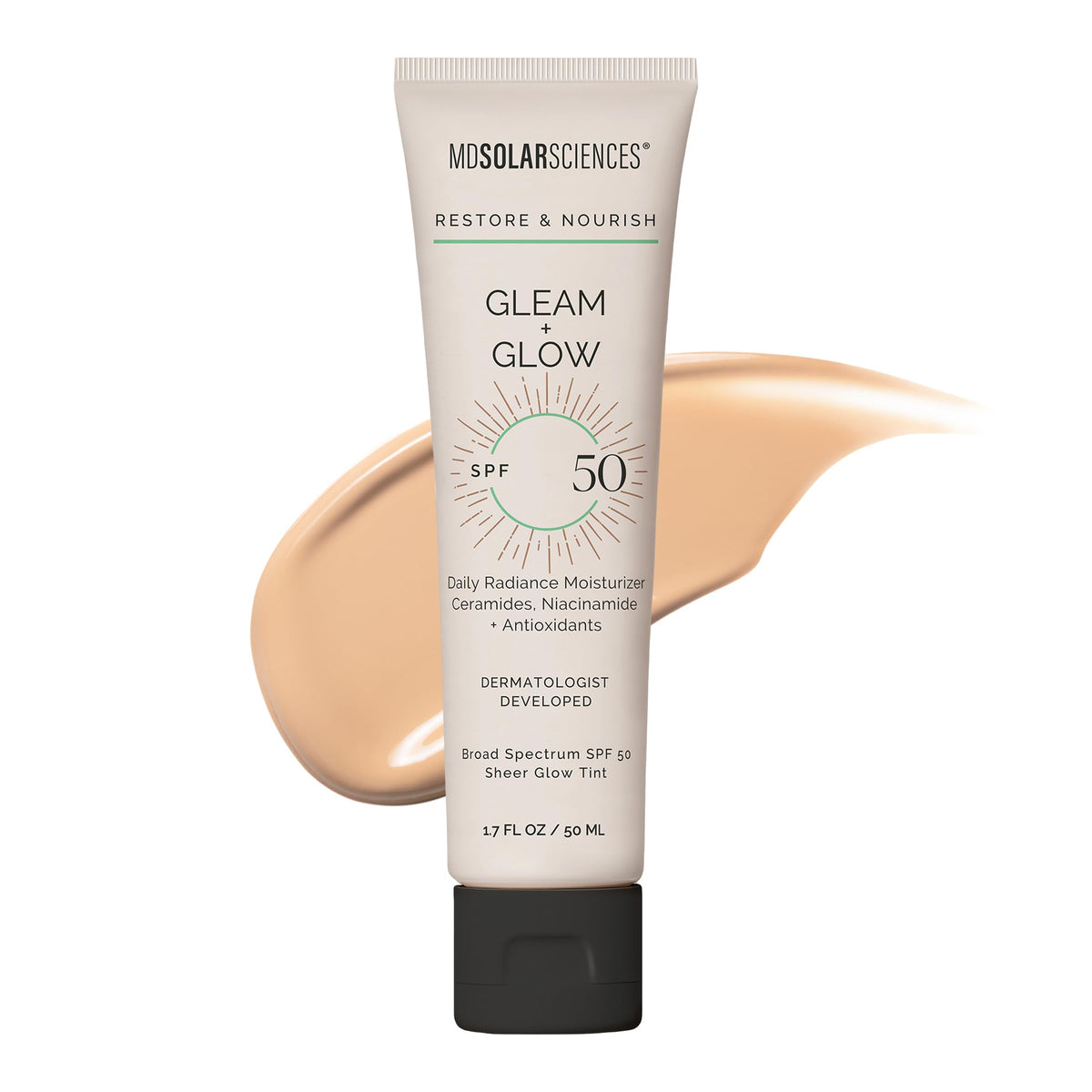 Mdsolarsciences Gleam And Glow Spf 50 Tinted Moisturizer, Hydrating Makeup Primer, 1.7 Fl