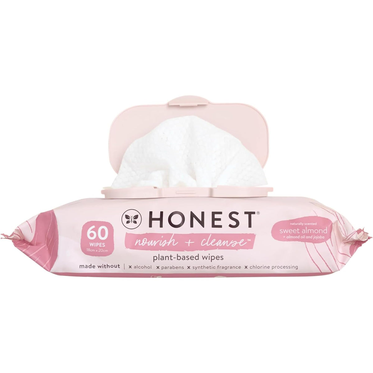 The Honest Company Nourish + Cleanse Wipes, 60 Count - Plant-Based, Hypoallergenic, Sweet Almond