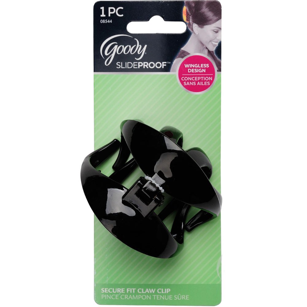 Goody Large Wingless Claw Clip For Women - Slideproof Black Hair Accessory, 1 Count