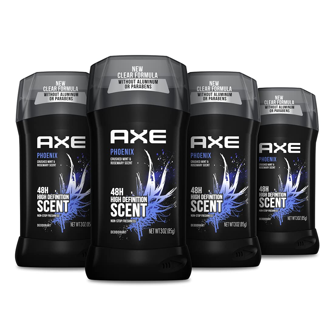 Axe Phoenix Deodorant 48H Protection, Crushed Mint & Rosemary, Aluminum Free, 3Oz, Pack Of 4