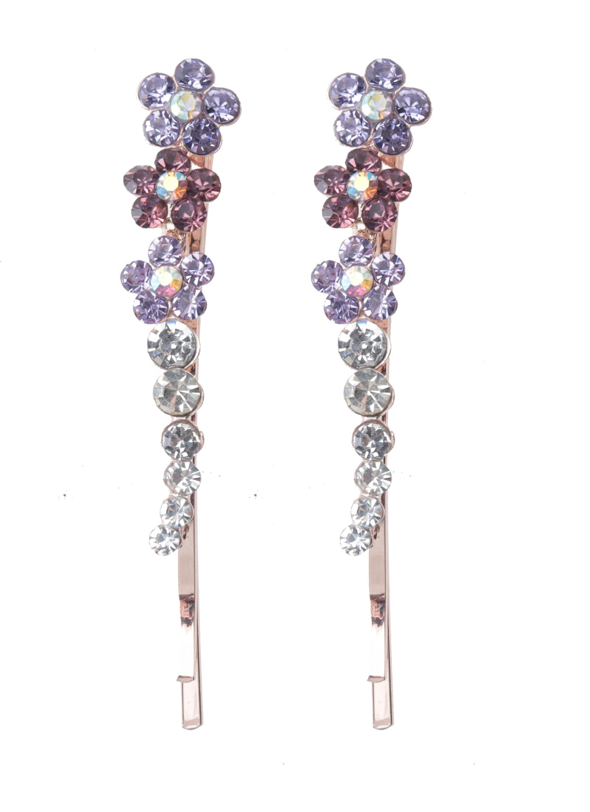 Ruwado Rhinestone Bobby Pins - 2 Pcs Flower Crystal Hair Accessories For Women, Purple