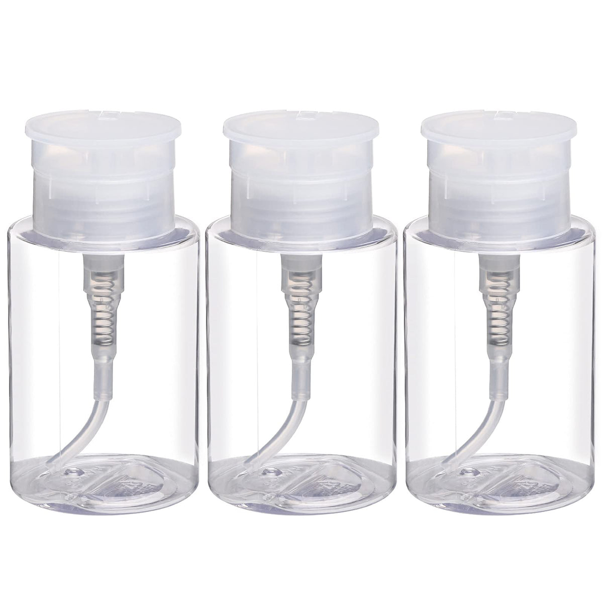 Tbestmax Pack Of 3 Nail Polish Remover Pump Dispensers, 150Ml, Clear Cap For Acetone & Makeup