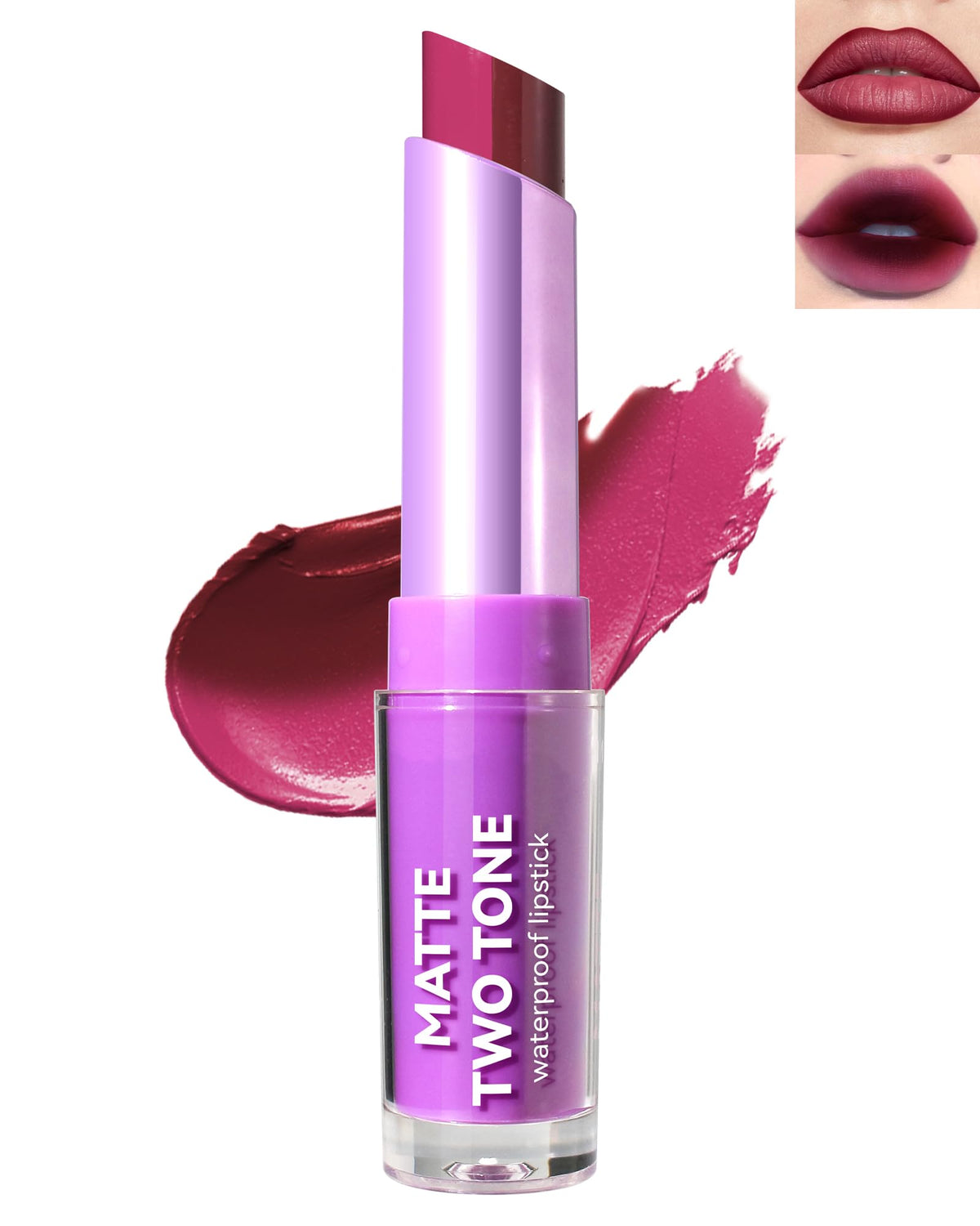 Lysdefeu Matte Velvet Lipstick & Tint Balm, Dark Red Purple, Longlasting, Waterproof, 0.11 Oz