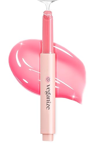 Self Beauty Veganize Collagen Lip Glass Balm - Hydrating Hyaluronic Acid Lip Gloss 0.06 Oz Shy Pink