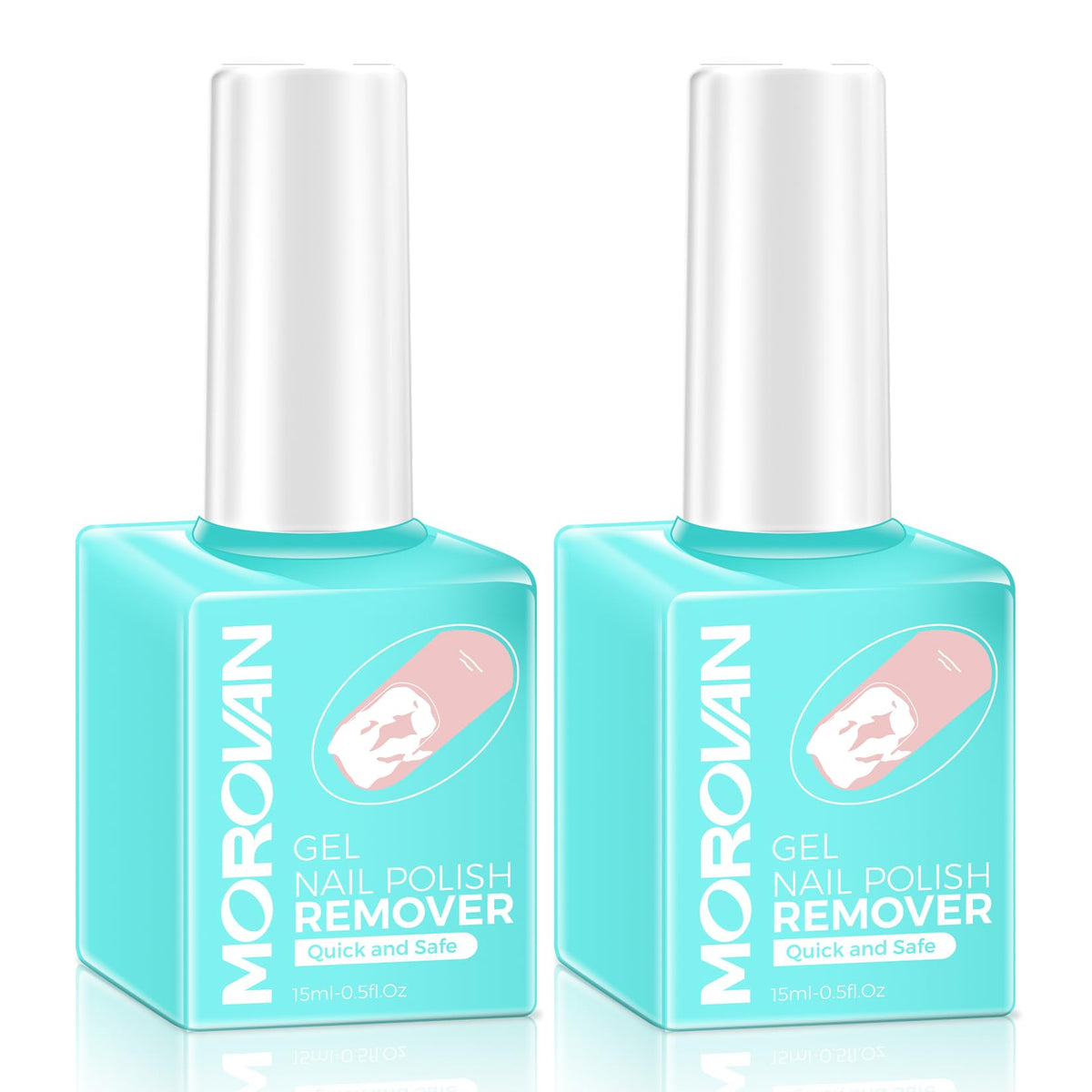 Morovan Gel Nail Polish Remover Kit - Quick & Effective 2 Packs (15ml) - No Soaking Needed