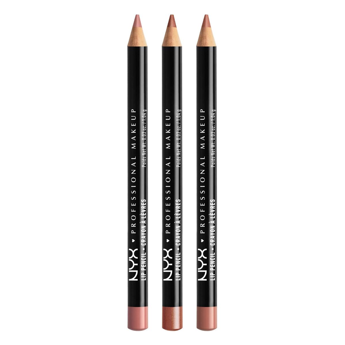 Nyx Professional Makeup Slim Lip Pencil Trio - Long-Lasting Creamy Lip Liner (Neutral & Pink Shades)