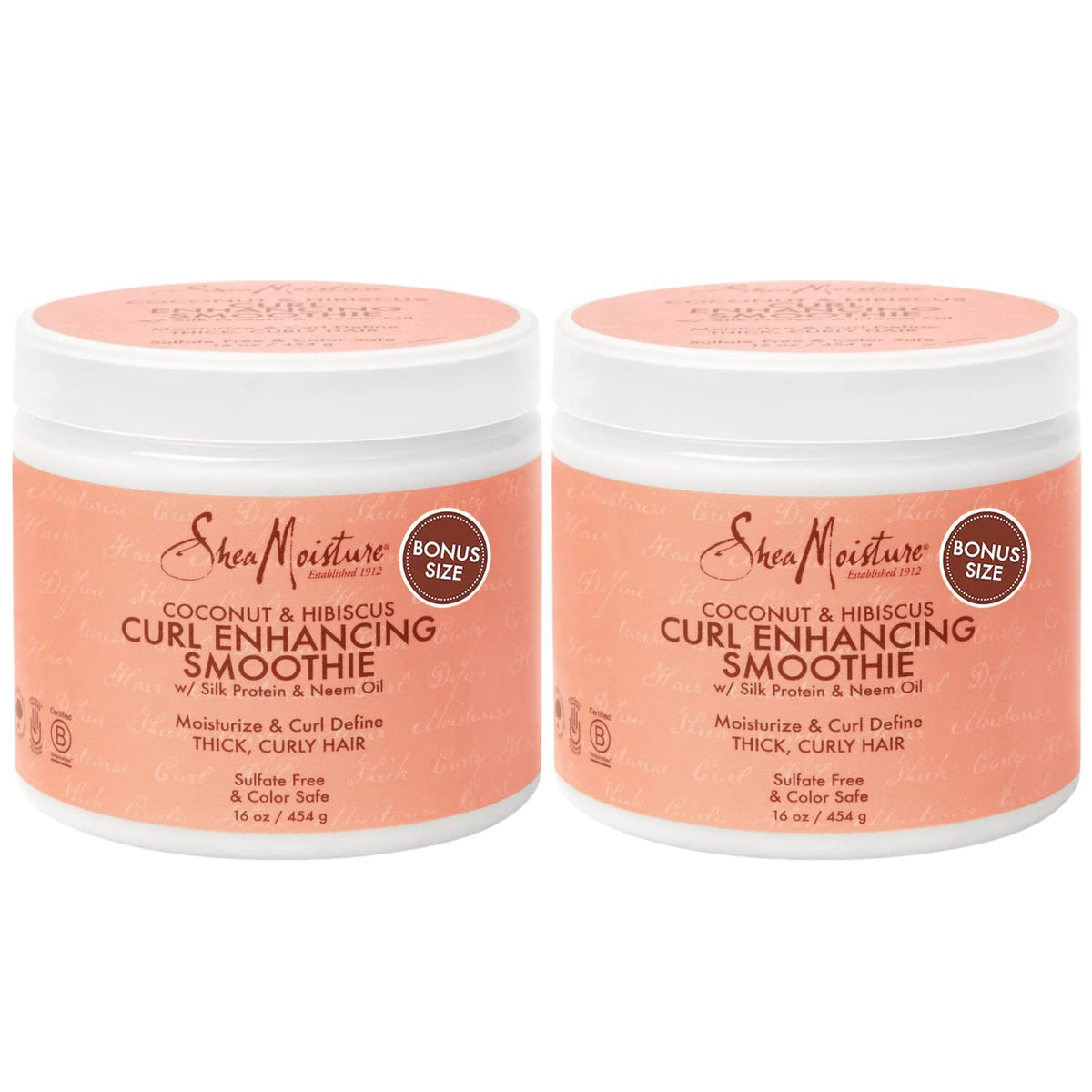 Sheamoisture Coconut & Hibiscus Curl Enhancing Smoothie, 16Oz (2 Pack) - Anti-Frizz, Moist