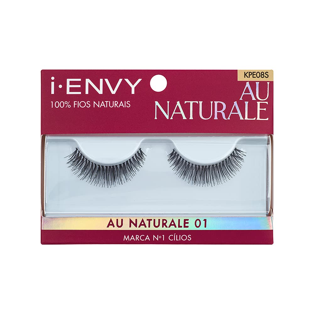 Kiss I Envy Au Naturale Strip Eyelashes Kpe08 - Black Human Hair, 1 Pair