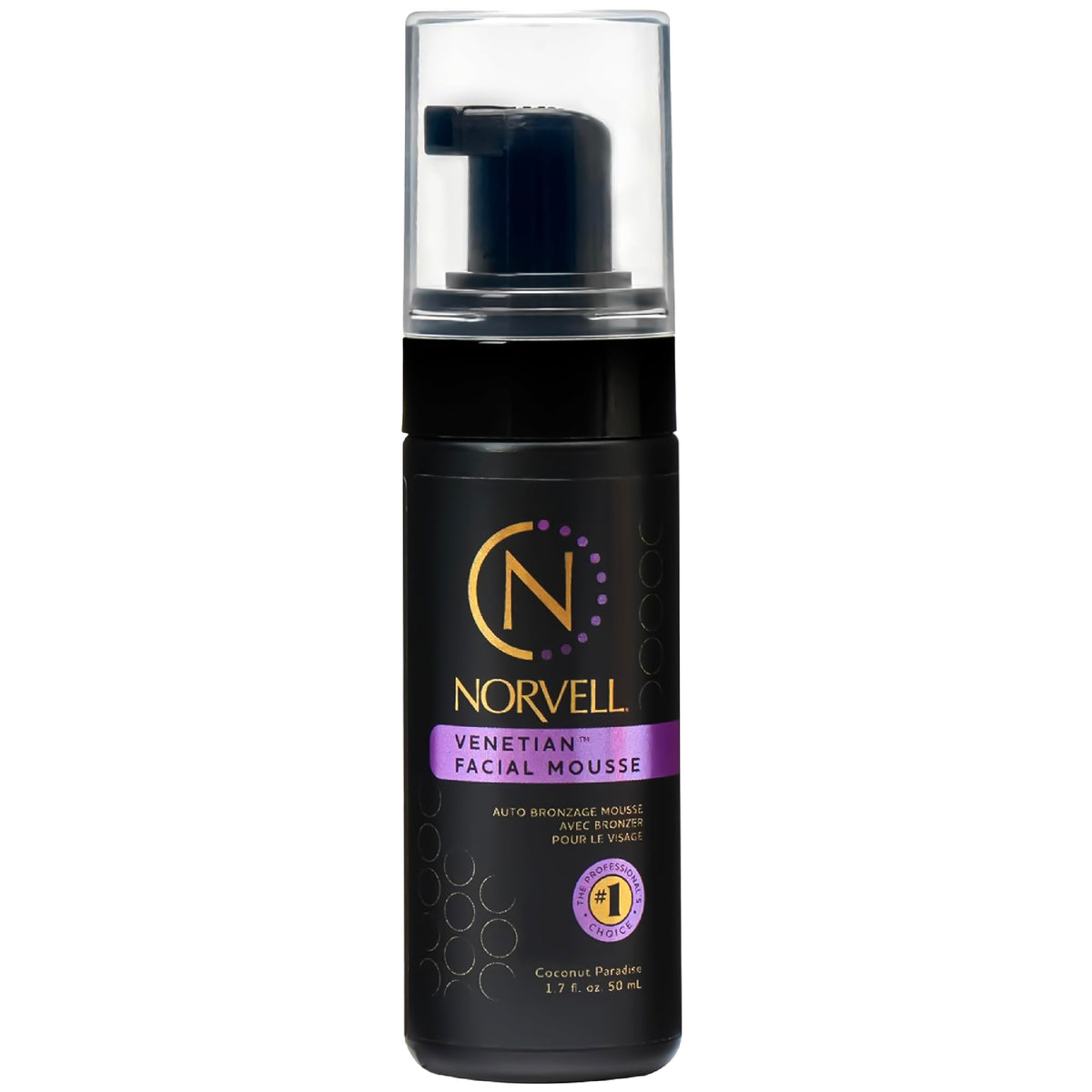 Norvell Venetian Sunless Facial Tanner Mousse, 1.7 Fl Oz - Instant, Natural, Anti-Orange Glow