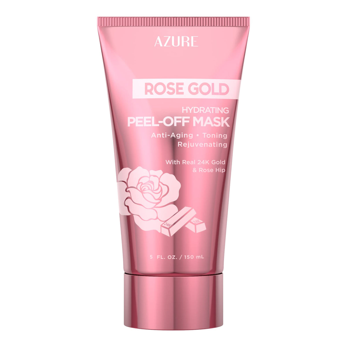 Azure Cosmetics Rose Gold Peel Off Face Mask - Anti Aging, Toning, & Rejuvenating, 150Ml