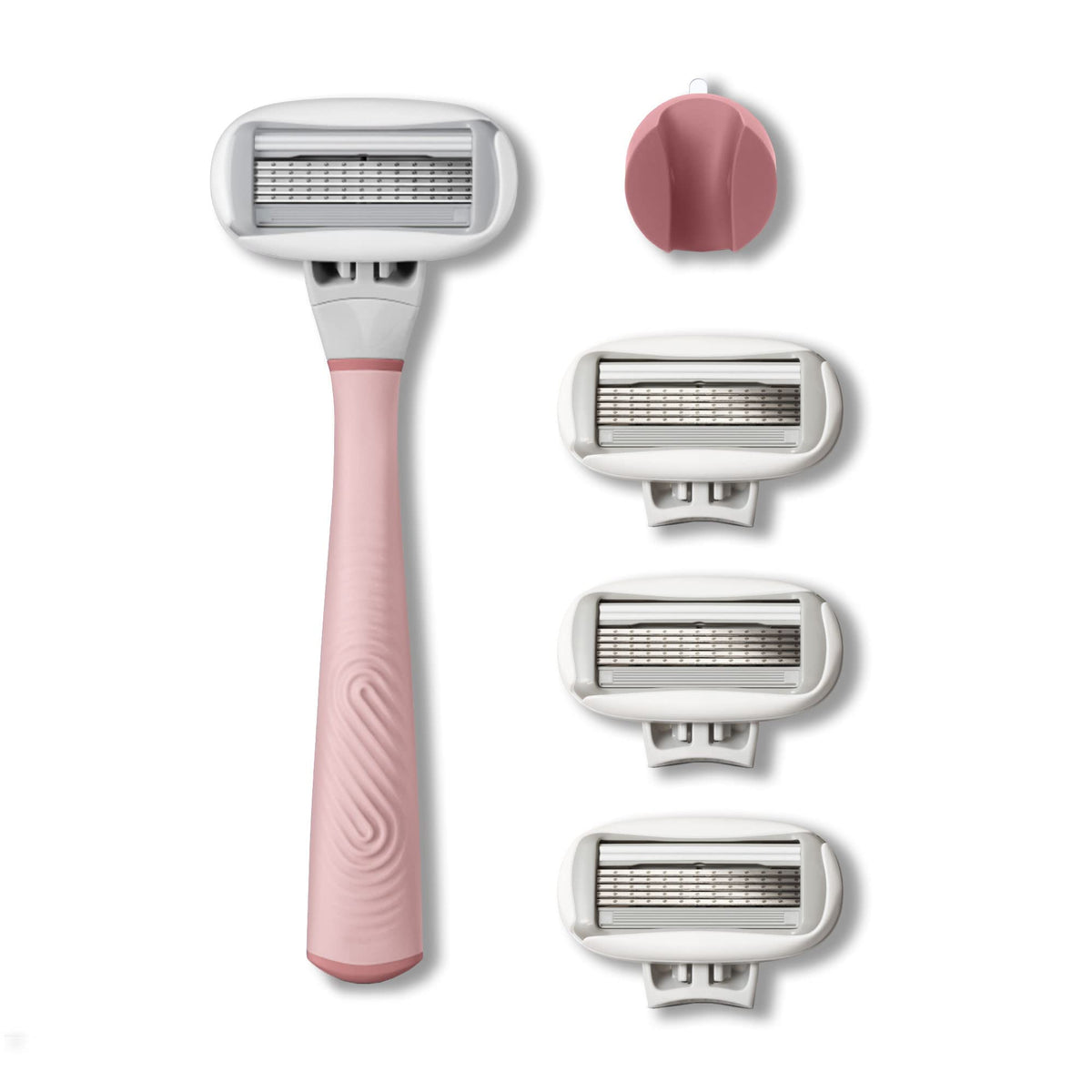 Flamingo 5-Blade Women'S Razor Set - Handle, 4 Refills & Shower Holder - Rose Color