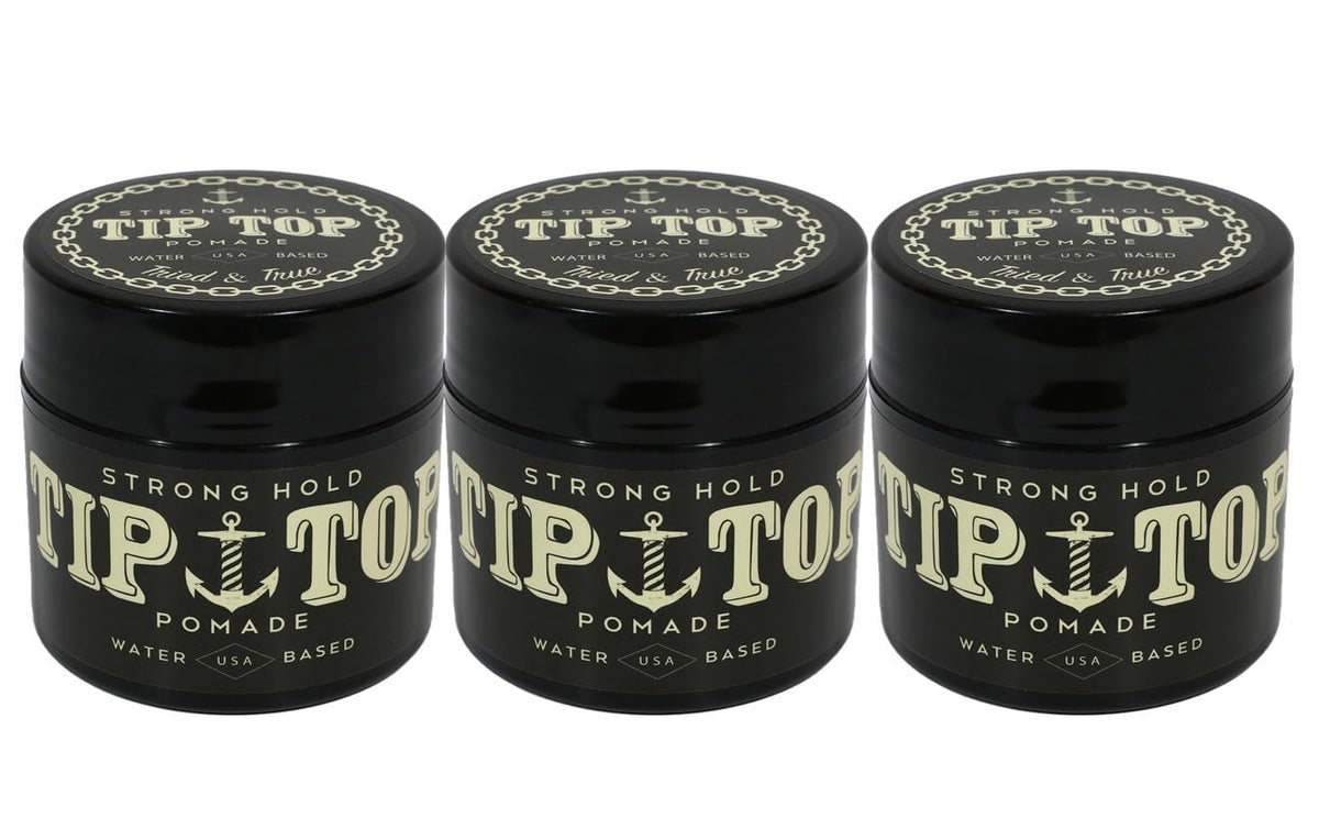 Tip Top Strong Hold Water-Based Pomade - 4.25Oz, Pack Of 3 For All-Day Styling