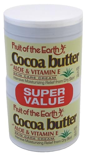 Fruit Of The Earth Cocoa Butter 4 Ounce Jars, Moisturizing Skin Care, Pack Of 2