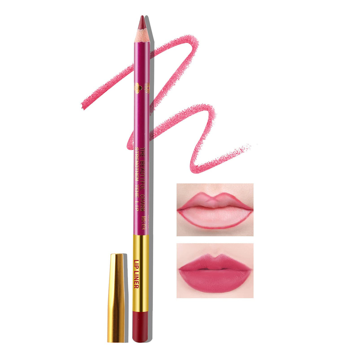 Boobeen Long Lasting Nude Matte Lip Liner Pencil - Waterproof Red Velvet Lip Makeup 0.35Oz