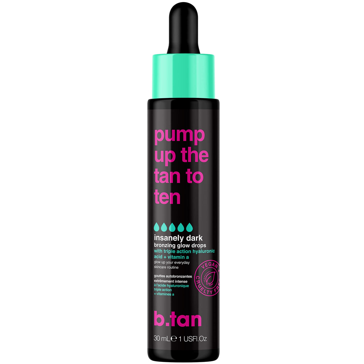 B.Tan Darkest Self Tanning Drops - Insanely Dark Gradual Tanner For Face & Body, 1 Fl Oz