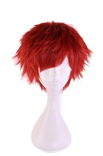 Hh Building 12 Inch Red Curly Anime Cosplay Costume Wig - Fashionable Synthetic Hair