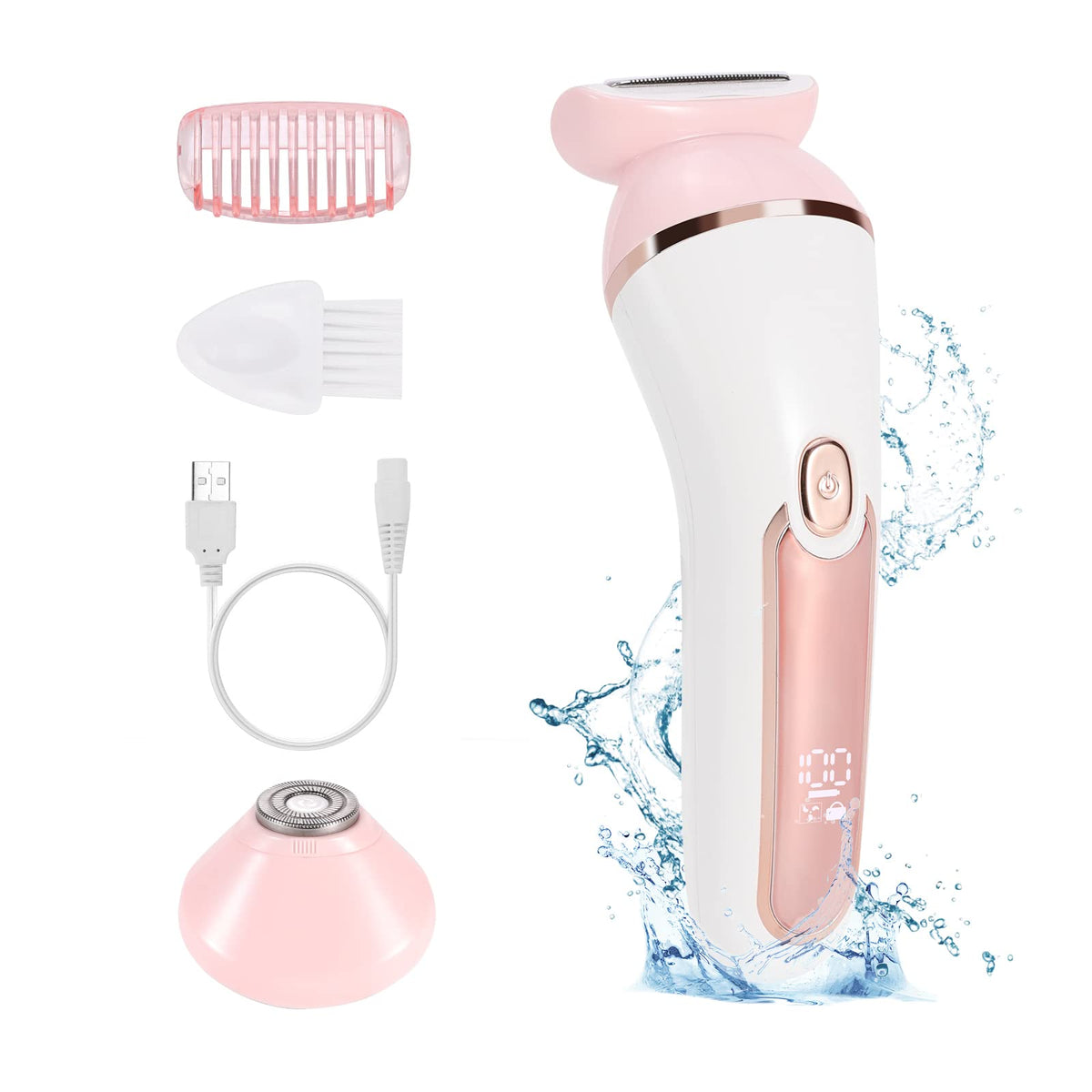 Yhc Pink Electric Shaver For Women - Waterproof, Cordless 2-In-1 Hair Removal Razor