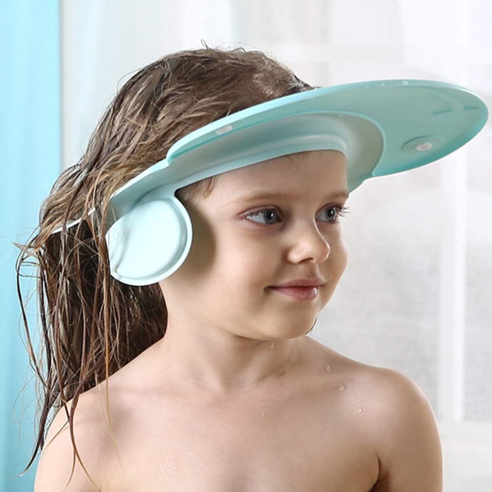 Amtooch Kids Bath Shower Cap, Blue Silicone Shampoo Visor For Eye & Ear Protection, 1 Count