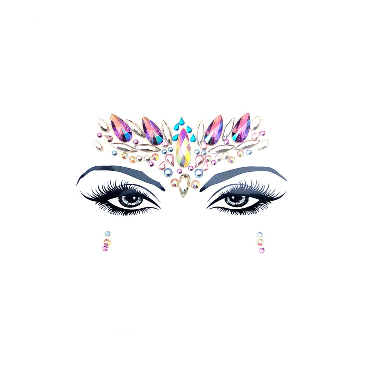 Neva Nude Sirena Jewel Face Crystal Stickers - Waterproof, Medical Grade For Festivals & Parties