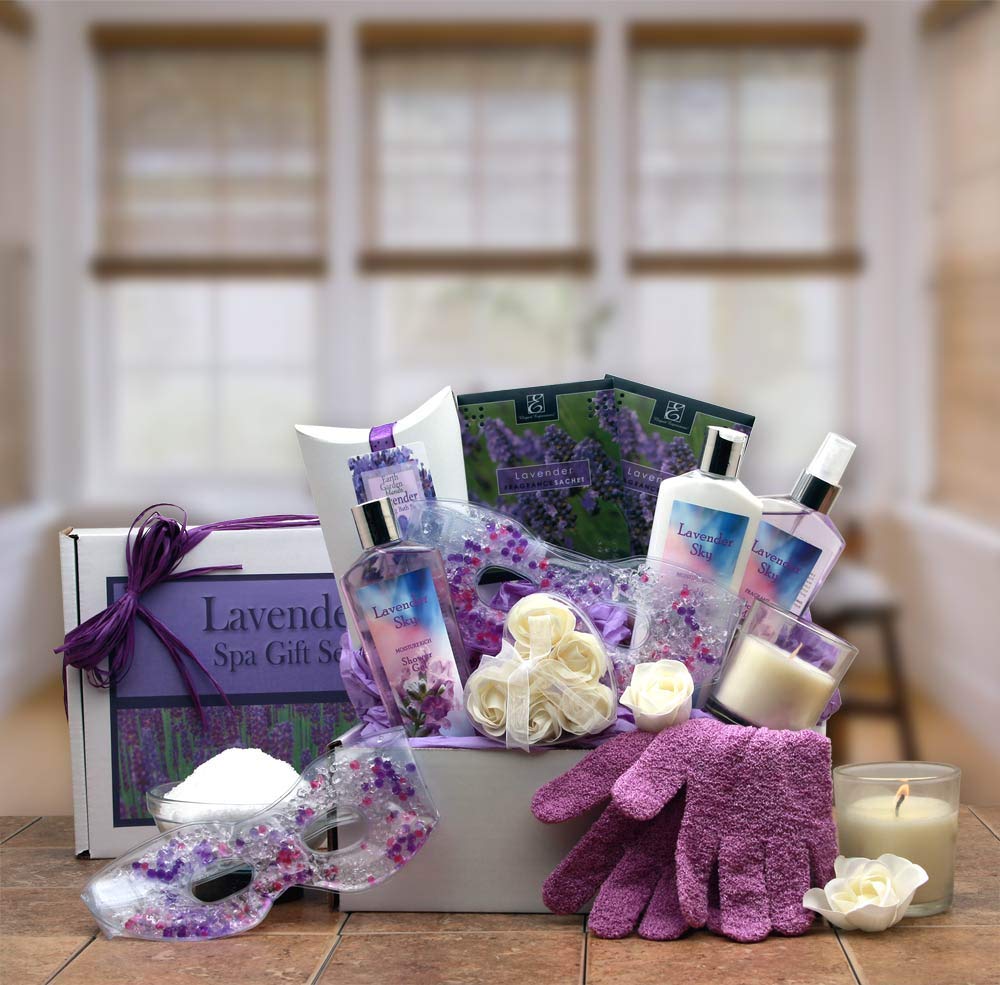 Lavender Sky Spa Gift Box By Gift Baskets Associates - Luxury Spa Day Basket For Women