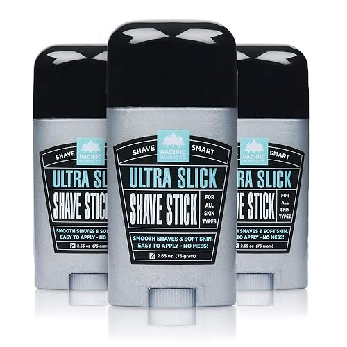 Pacific Shaving Company Ultra Slick Shave Stick, Tsa Friendly, 3-Pack For Smooth Shaves