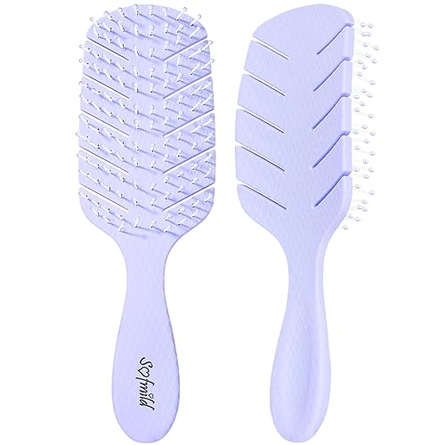 Sofmild Curved Vented Paddle Hair Brush - Detangling Brush for Curly Thick Wet Hair, Large-Purple