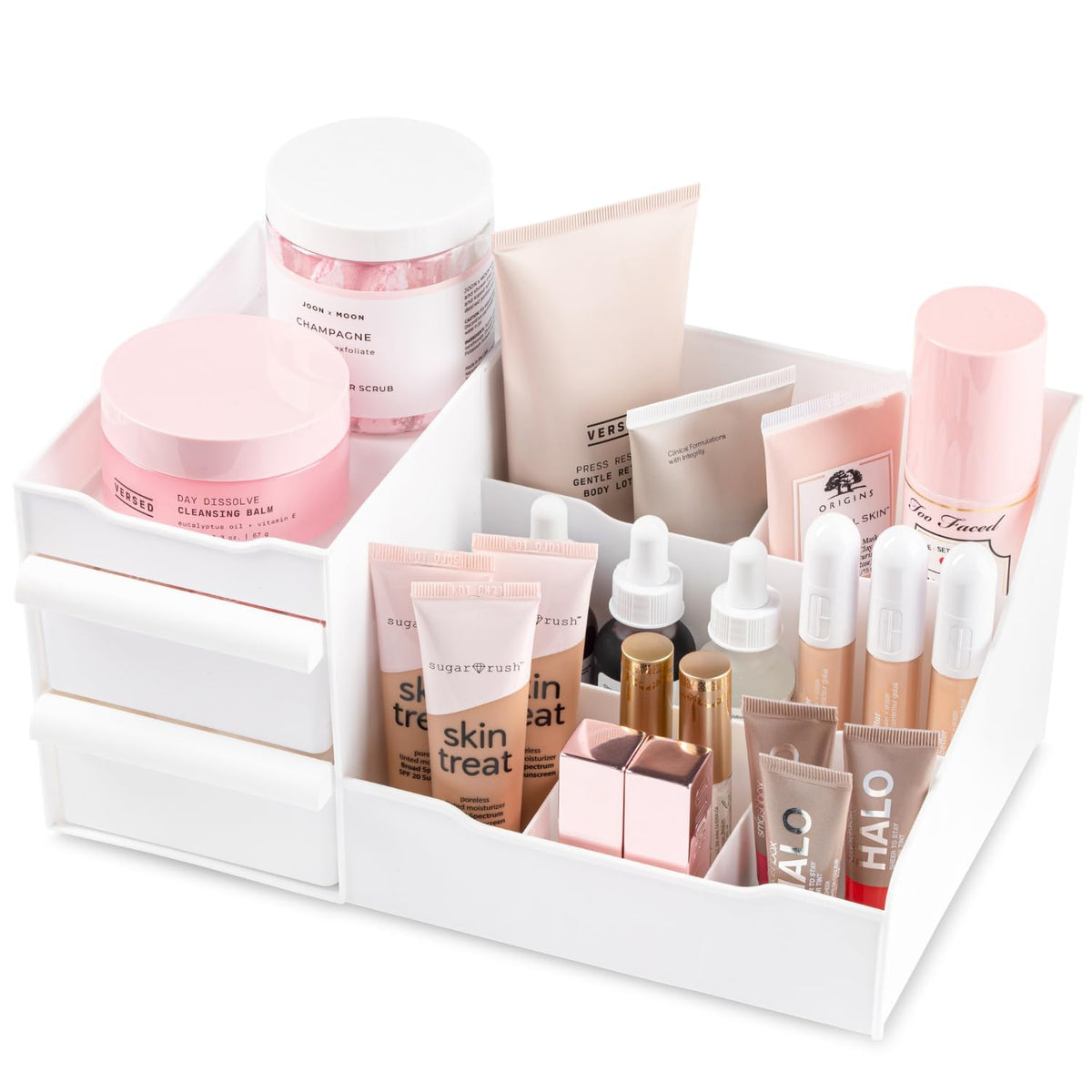 Mantello White Makeup Organizer - Vanity Storage For Cosmetics And Toiletries