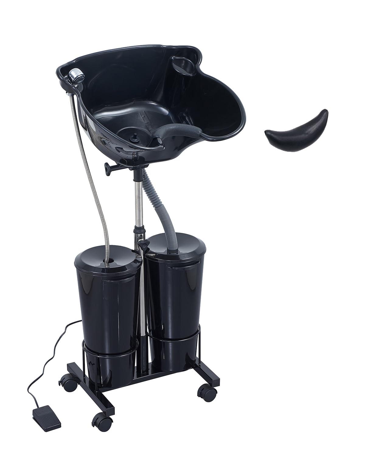 Antlu Electric Portable Shampoo Bowl - Hair Washing Station, Black Salon Sink With 2 Buckets