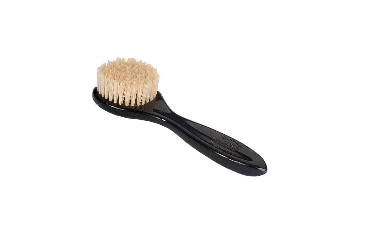 Bass Esthetician Grade Facial Brush - Natural Bristle, High Polish Acrylic Handle, Jet Black