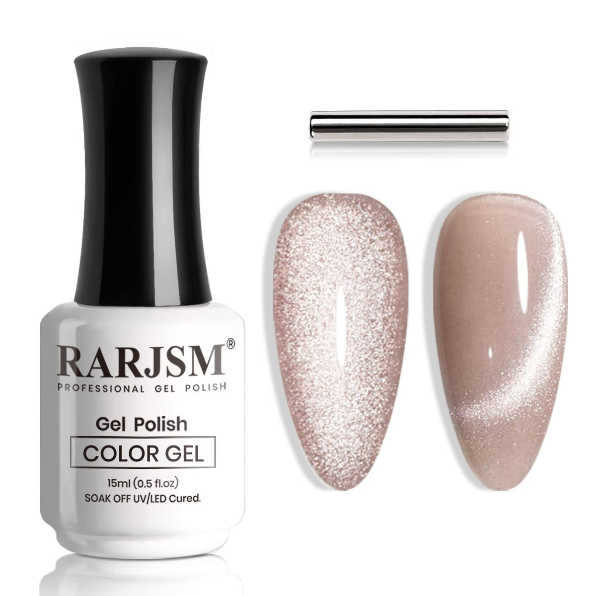 Rarjsm Cat Eye Gel Nail Polish 15Ml - Purple Gray Silver Glitter, Uv Led Soak Off, Magnetic Stick