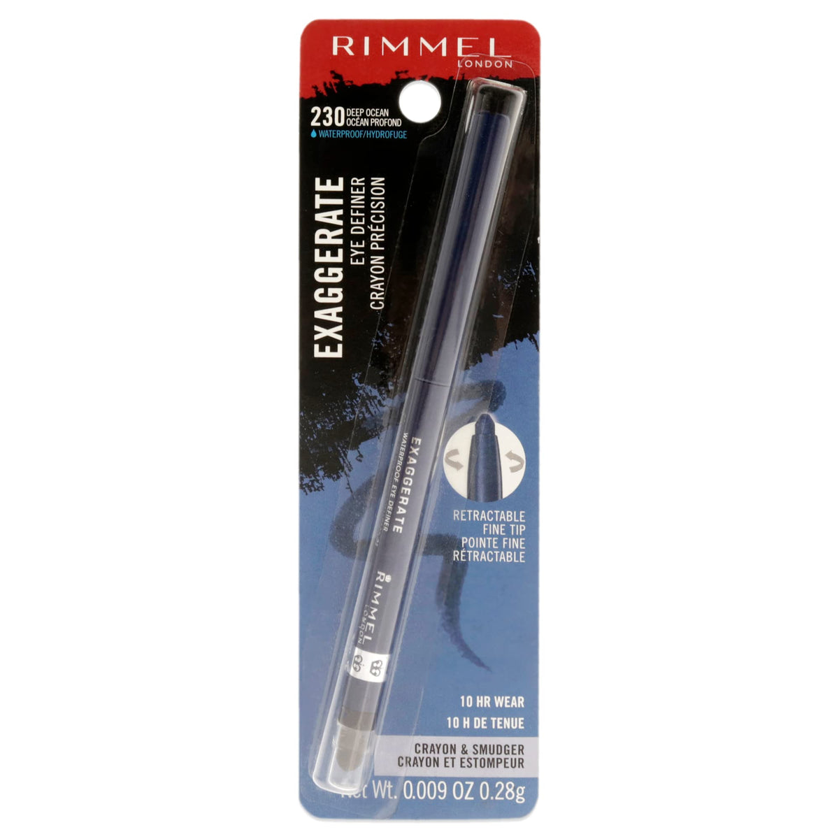 Rimmel London Exaggerate Waterproof Eyeliner, Deep Ocean, Long-Wearing, Built-In Smudger, 0.01