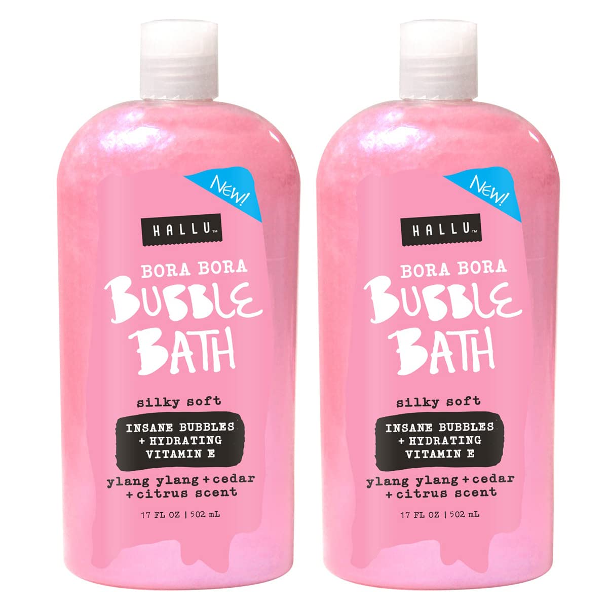 Hallu Bora Bora Bubble Bath 2 Pack - Cedar Citrus Scent, Hydrating With Vitamin E, 17 Fl Oz