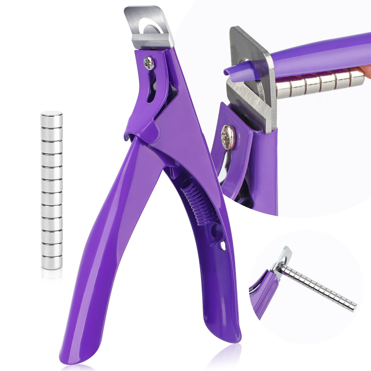 Saviland Purple Acrylic Nail Clippers With Magnets - Sharp 15Pcs Professional Manicure Tool