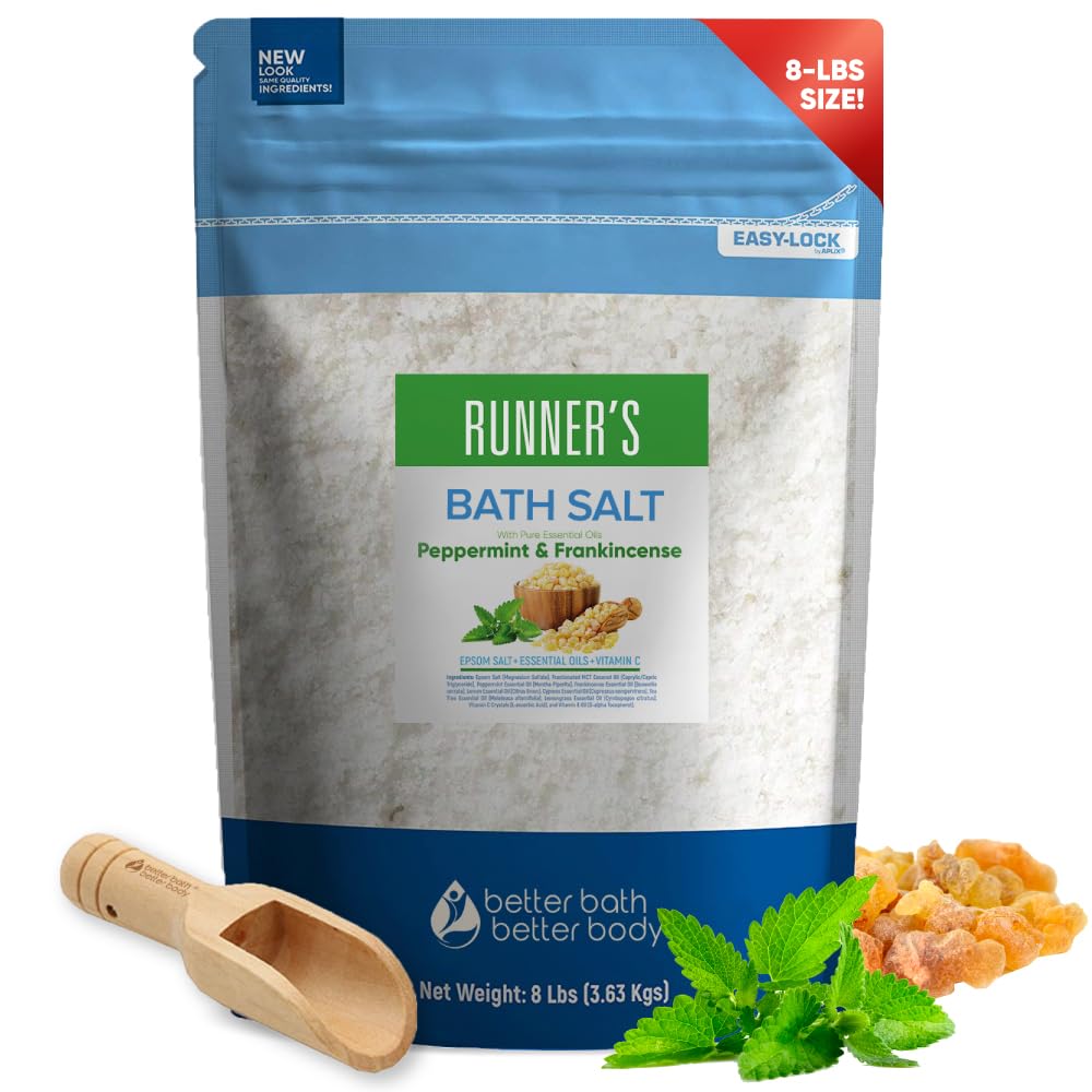 Better Bath Better Body Runner'S Bath Salt 128Oz - Epsom Salt With Peppermint & Frankincense Oil