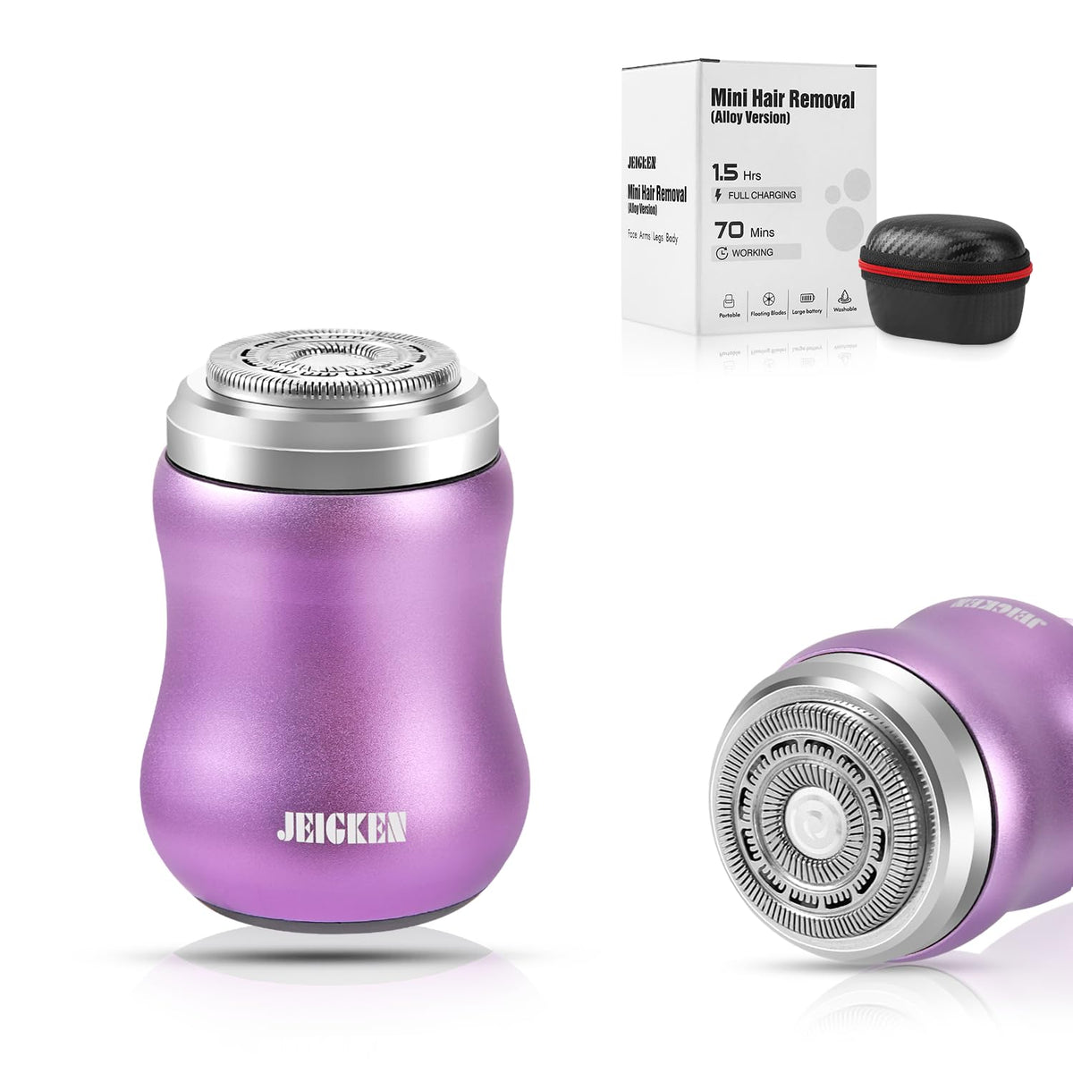 Jeigken Mini Electric Shaver For Women - Portable Facial Hair Remover, Purple Razor & Trimmer