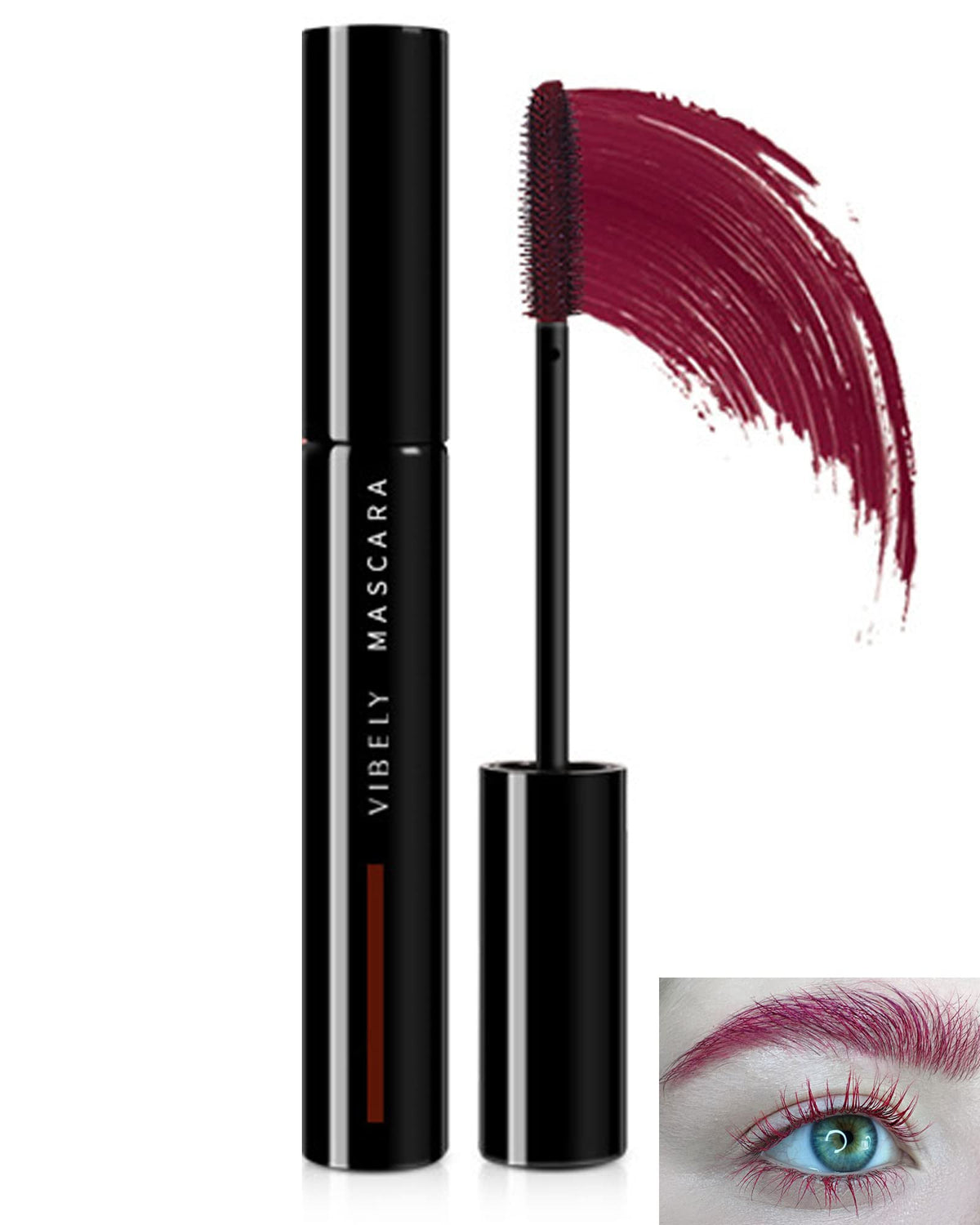 Lysdefeu Burgundy Mascara - Voluminous Waterproof Red Tubing Mascara For Longlasting Curl And Length