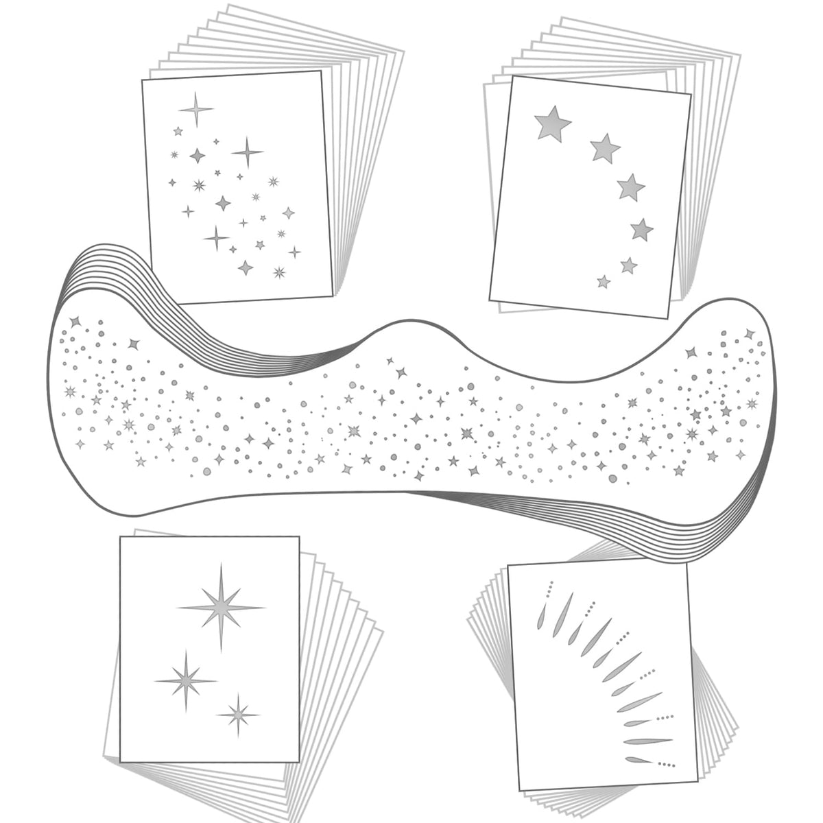 Lemonsac 50 Assorted Silver Glitter Freckles Face Tattoos - Waterproof Sparkle Makeup Patches