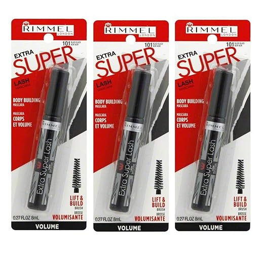 Rimmel London Extra Super Lash Mascara Pack of 3 - Black Black 101 for Bold Lashes