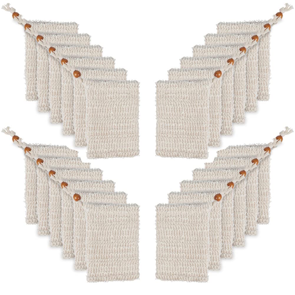 Otymiow 30 Pack Sisal Soap Bags - Exfoliating Mesh Pouches With Drawstring For Bath & Shower