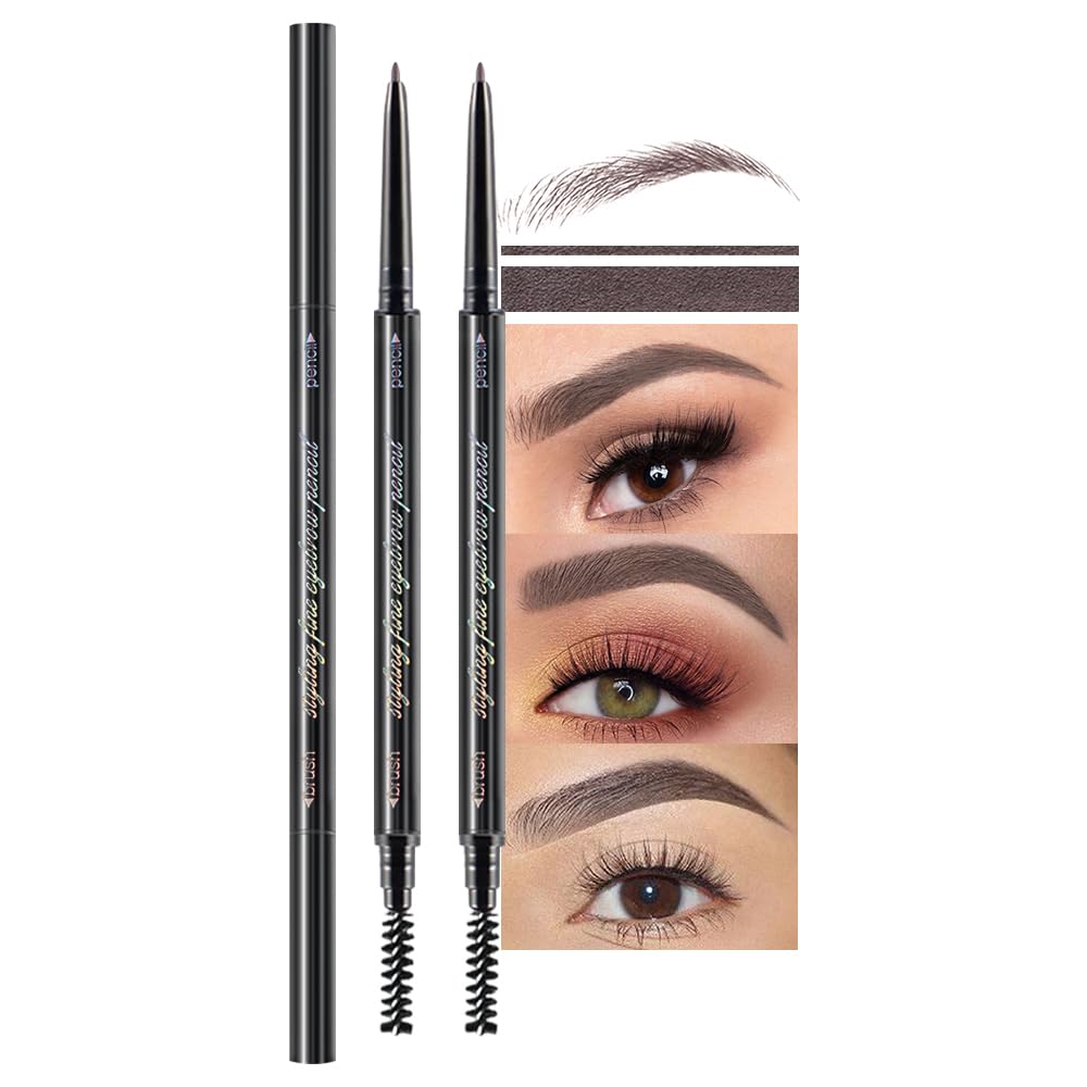 Wantuoluo 2 Pcs Waterproof Dual-Sided Fine Tip Brow Pencils - Mink Tea, Ultra-Fine Mechanical