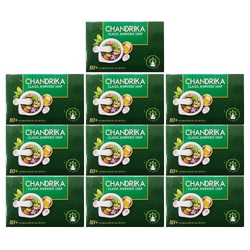 Chandrika Ayurvedic Herbal Soap - 2.64 Oz, Pack Of 10 - Natural Vegetable Oil Cleanser