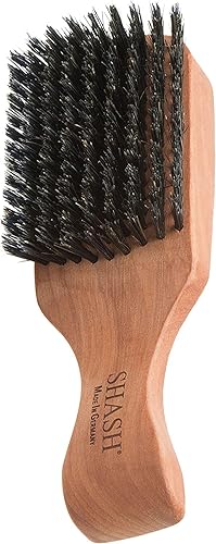 SHASH 100% Boar Bristle Hair Brush for Thin to Normal Hair - Handmade in Germany, Brown/Black