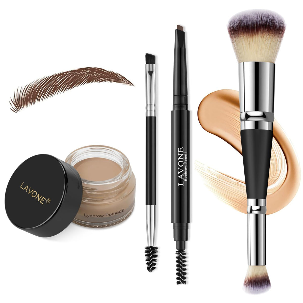 Lavone Eyebrow Pencil Makeup Kit - Waterproof Brow Pencil, Pomade & Brushes - Blonde