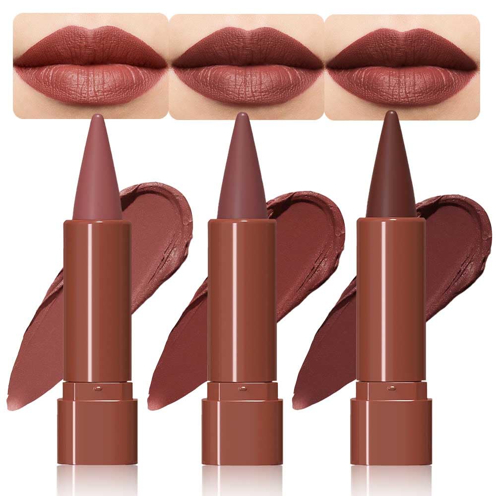 Cakaila 3Pcs Matte Lipstick & Lip Liner Set, High Pigmented, Long Lasting, Waterproof For Women